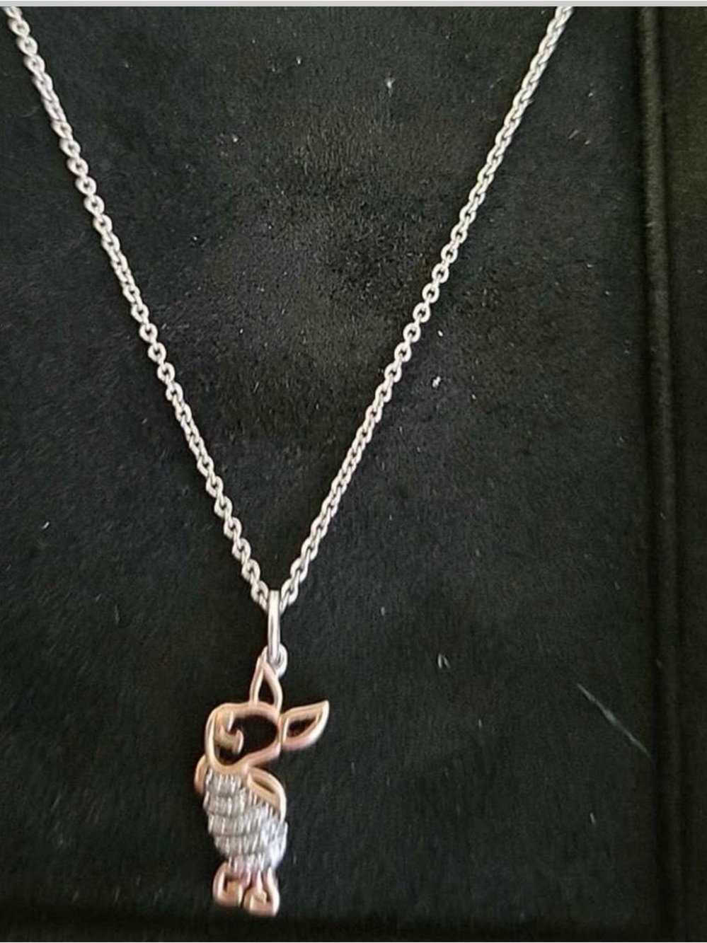 Kay Jewelers Two-Tone Piglet Pendant Necklace in Silver and Rose Gold